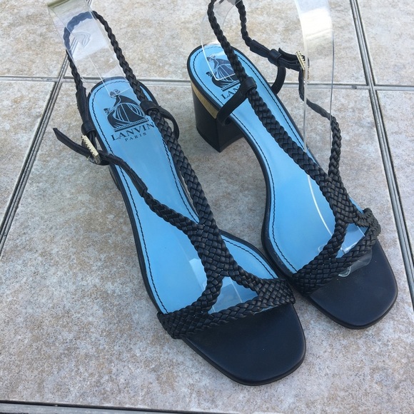 Lanvin Paris black braided sandals 38.5 - Picture 5 of 15